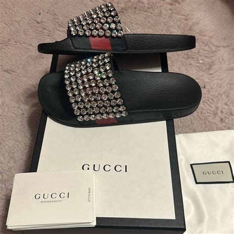 gucci rhinestone slides|gucci slides outlet.